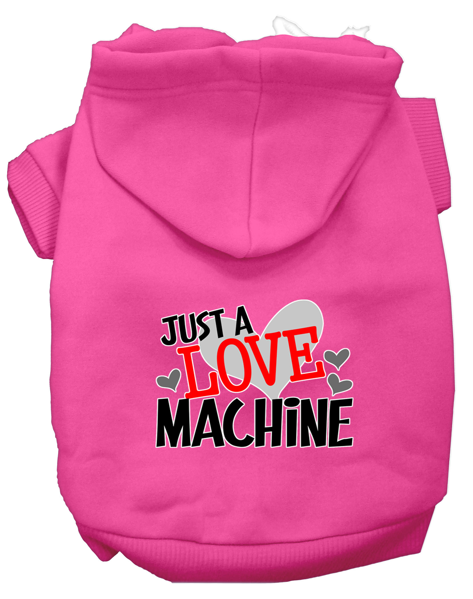 Love Machine Screen Print Dog Hoodie Bright Pink L